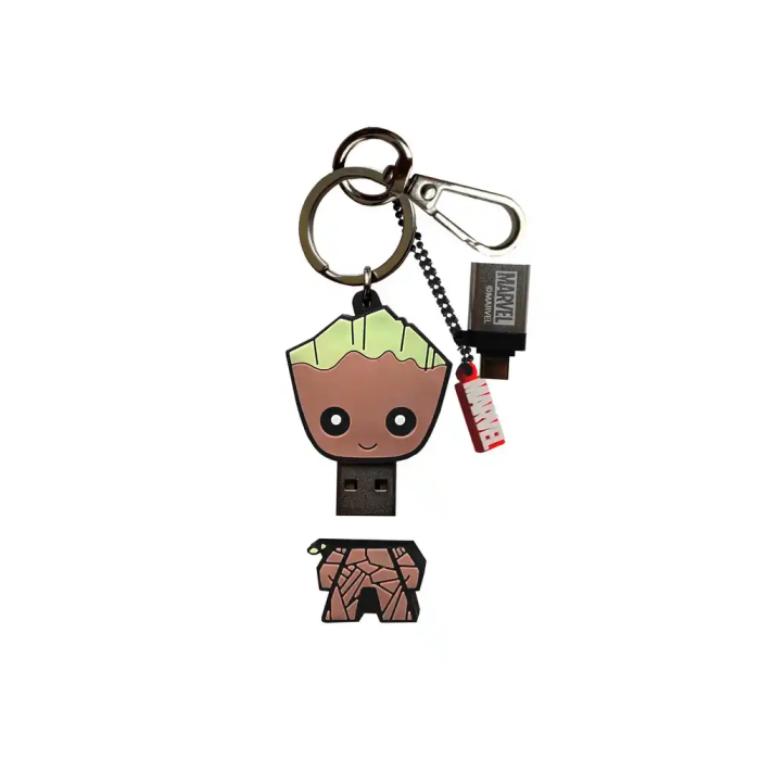 Wondee Memoria USB 32GB Groot Llavero con Adaptador USB C Compatible Windows/macOS/Linux 2