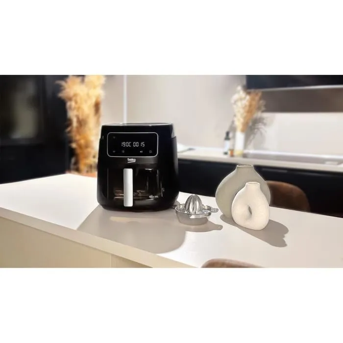 Beko Freidora de Aire Caliente Multifunción FRL3374B, 1900 W, 7.6 L (2 kg de patatas), Pantalla Táctil LCD, Negra