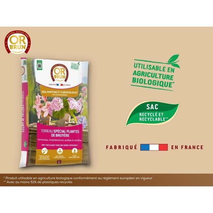 Or Brun OBRTBRU6U Tierra y sustrato especial para macetas de brezo, 6L. Ideal para enraizamiento óptimo de brezos 2
