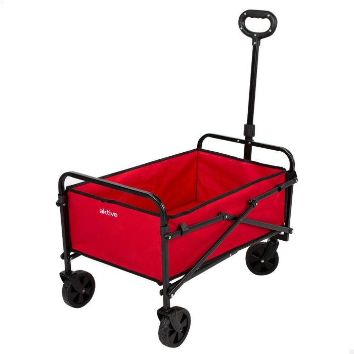 Carro Multiusos Aktive Rojo Poliéster Acero 65 x 94 x 40 cm Plegable Playa