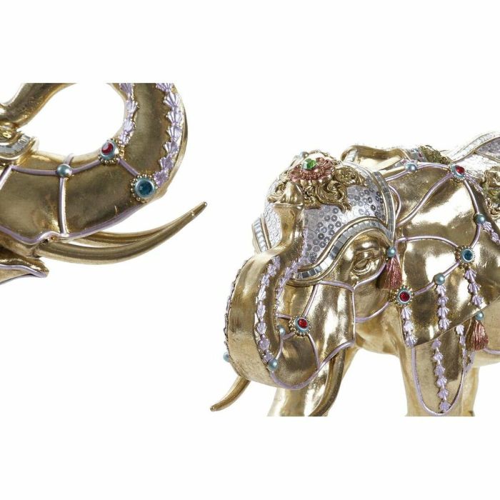 Figura Decorativa DKD Home Decor Elefante Dorado Resina Multicolor (45,5 x 20 x 35 cm) (2 Unidades) 2 Figura Decorativa DKD Home Decor Elefante Dorado Resina Multicolor (45,5 x 20 x 35 cm) (2 Unidades) 2