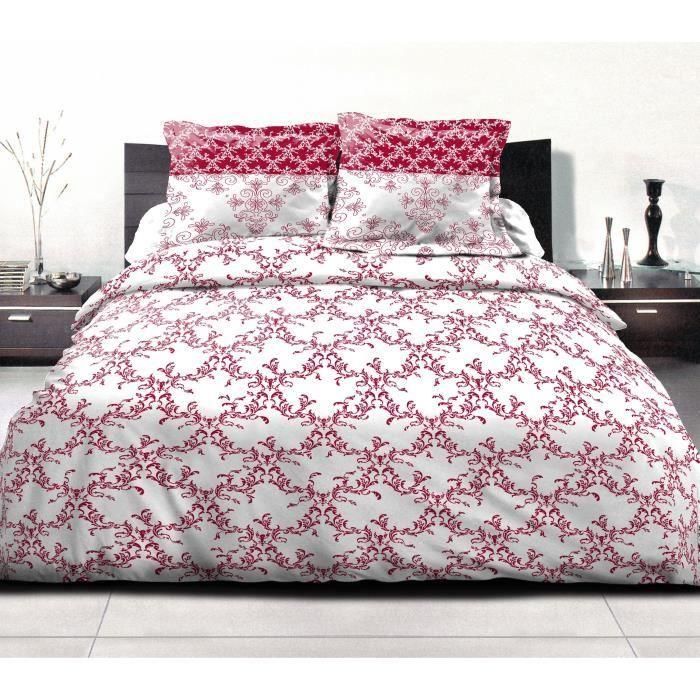 Home Linge Passion HOM3701393702072 Juego Nórdico FRISE 240x260 cm, Funda Nórdica + 2 Fundas Almohada, 100% Algodón 57 Hilos, Burdeos