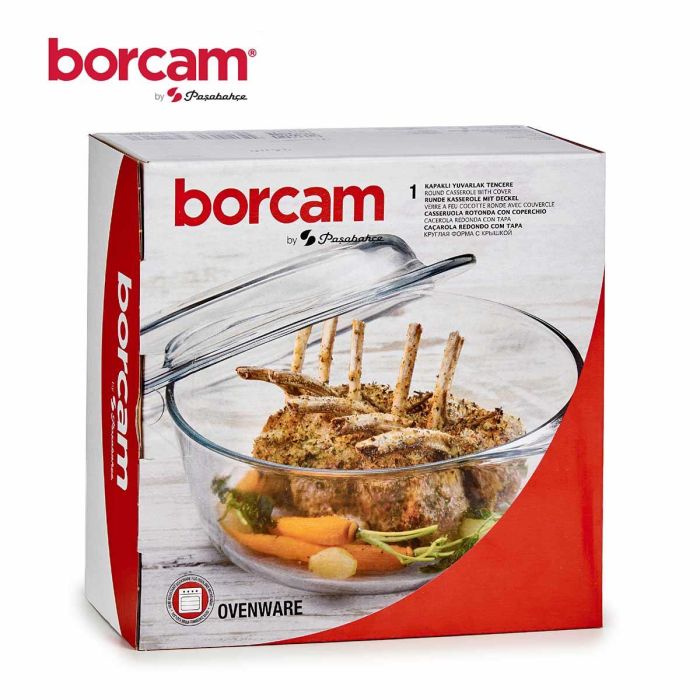Pasabahce Cacerola con Tapa Borcam 2100 ml Vidrio Borosilicato Transparente 26x11x22 cm Apta Horno Lavavajillas Microondas (Set de 4) 4