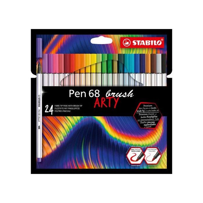 Rotulador Fibra Stabilo Pen Brush Arty Line Punta Pincel Caja Carton De 24