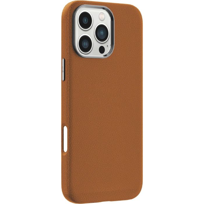 eSTUFF Funda de Cuero Magnético INFINITE VENICE para iPhone 16 Pro Marrón - 86% Plástico Reciclado 1