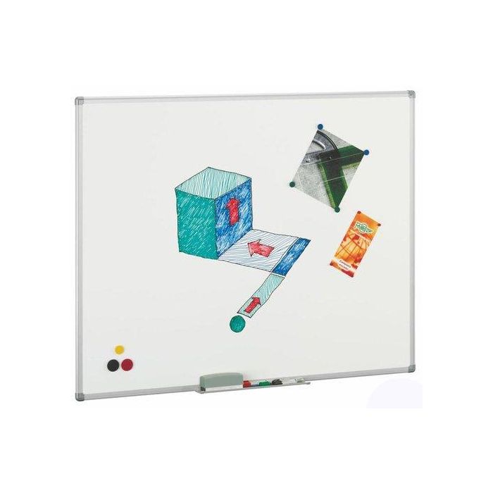 Pizarra Blanca Vitrificada Marco Aluminio C/Cantoneras 61X100