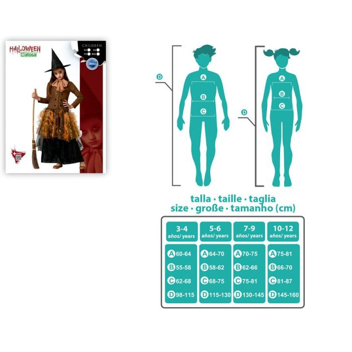 Disfraz de Bruja Infantil para Niña 5-6 Años, Completo con Vestido Marrón, Falda Naranja y Sombrero - Perfecto para Halloween y Carnaval 3 Disfraz de Bruja Infantil para Niña 5-6 Años, Completo con Vestido Marrón, Falda Naranja y Sombrero - Perfecto para Halloween y Carnaval 3