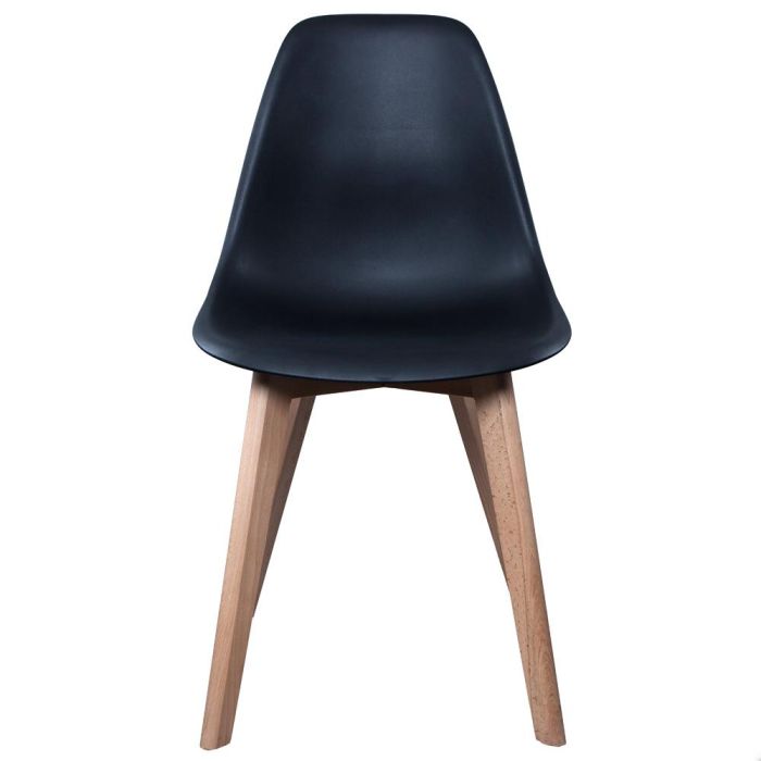 Home Deco Factory Silla STOCKHOLM Escandinava Negra Charles Eames Diseño Tulip Beech Madera Plástico 45.8x51.4x84.6 cm 1