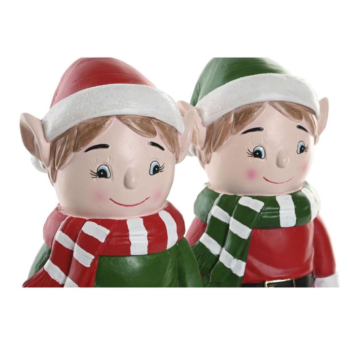 DKD Home Decor Figura de Navidad Elfo Tradicional de Magnesia con Luz LED Multicolor 13 x 32 x 15 cm (2 Unidades) 4