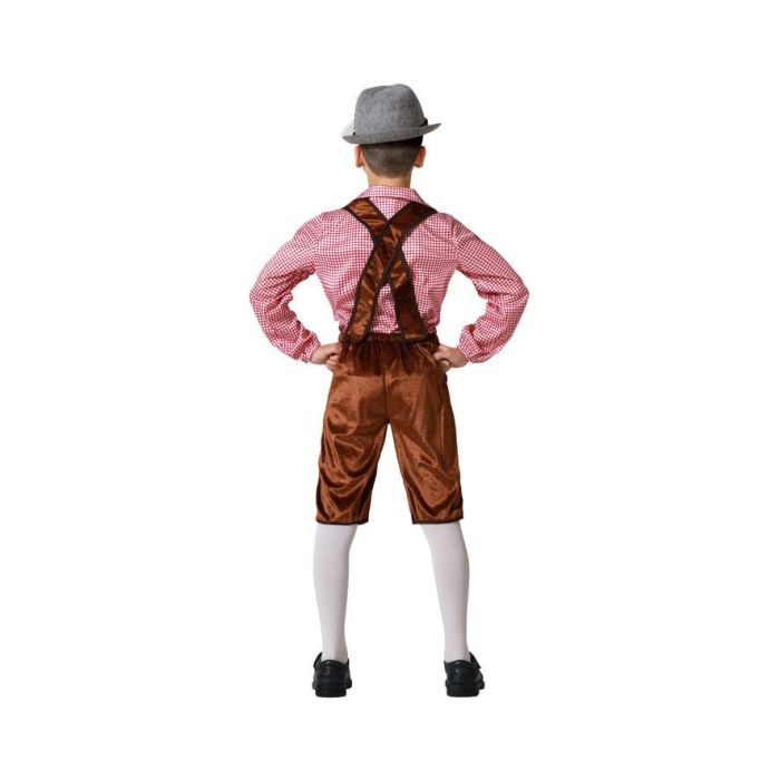 Disfraz Alemán Marrón para Niño de 7 a 9 Años, con Camisa, Pantalón y Tirantes. Perfecto para Fiestas de Carnaval y Cumpleaños