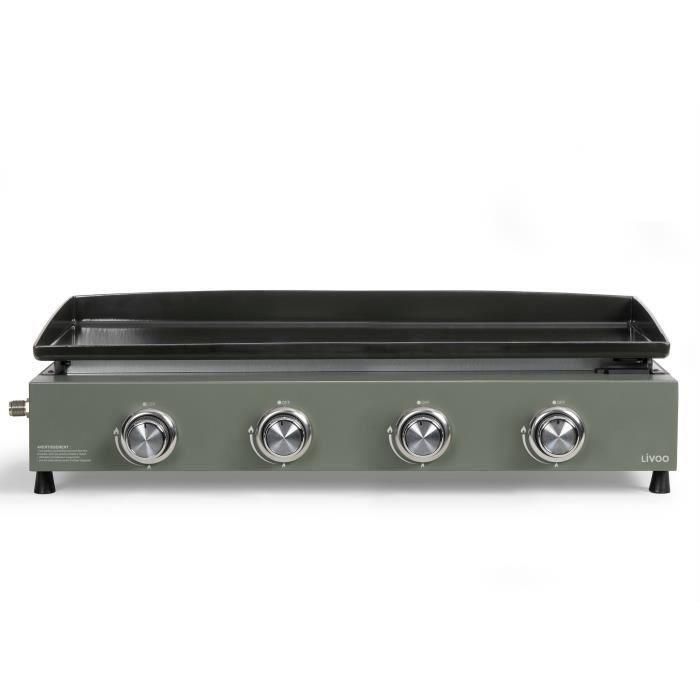 Livoo DOC325 Plancha de gas con 4 Quemadores, Color Verde y Negro Livoo DOC325 Plancha de gas con 4 Quemadores, Color Verde y Negro
