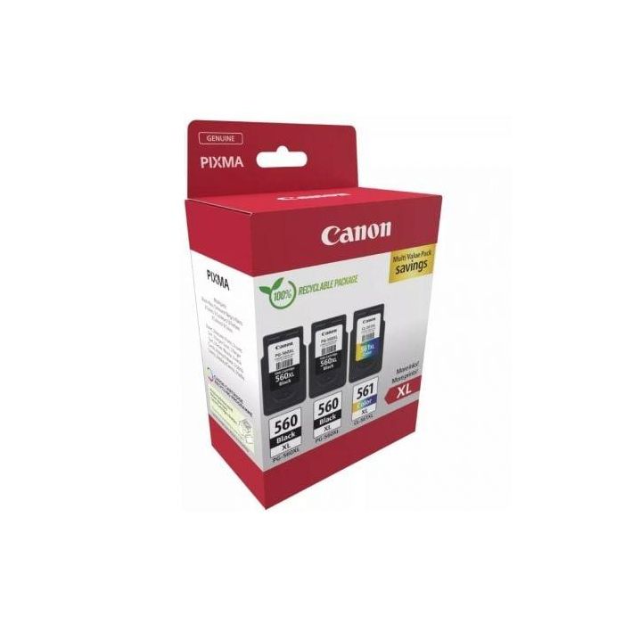 Cartucho de Tinta Original Canon PG-560XL + CL-561XL Multipack Alta Capacidad/ 2x Negro/ Tricolor 1 Cartucho de Tinta Original Canon PG-560XL + CL-561XL Multipack Alta Capacidad/ 2x Negro/ Tricolor 1