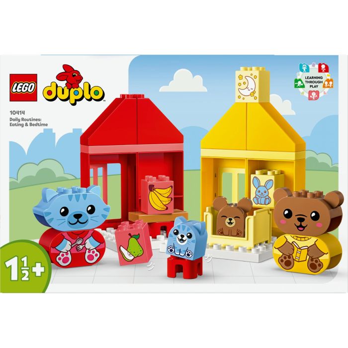 LEGO 10414 DUPLO My First: Mis Rituales Diarios - Hora de Comer y Dormir, Juguete Social con 4 Figuras de Animales 10