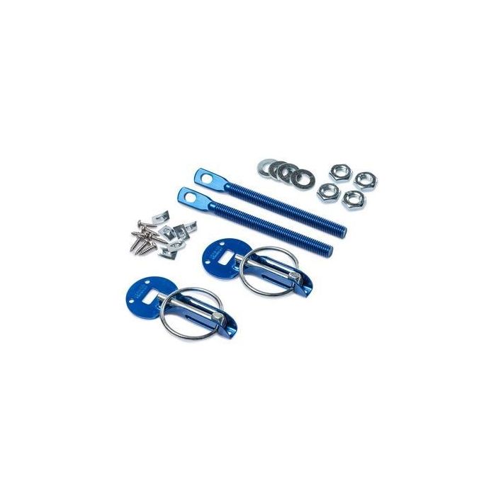 Sparco SP01606AA Pareja Cierres de Seguridad para Capó Tipo Punzón, en Aluminio Anodizado Azul, Universal con Clavija y Cierre de Muelle 1