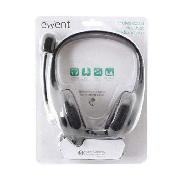 Auriculares con Micrófono Ewent EW3562 Negro Negro/Plateado 2 Auriculares con Micrófono Ewent EW3562 Negro Negro/Plateado 2