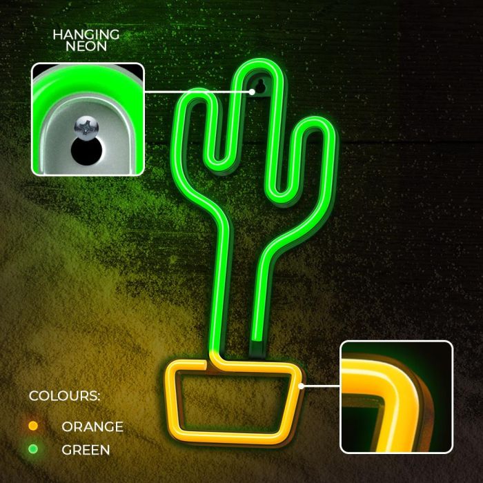 Lampara Forever Neon Led Cactus Orange 4 Lampara Forever Neon Led Cactus Orange 4