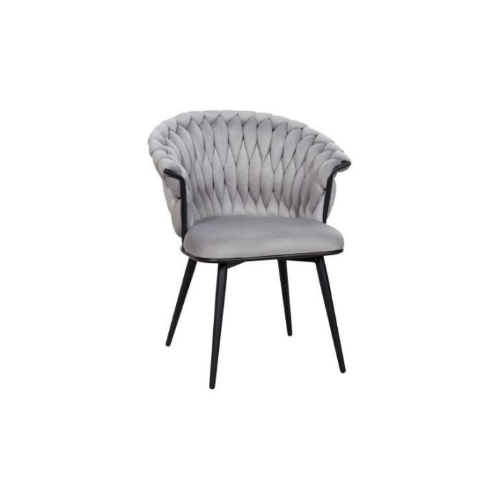 DKD Home Decor Silla Moderna Gris y Negro Poliéster y Metal L 60 x An 66 x Al 84 cm Asiento 48 cm Desmontable