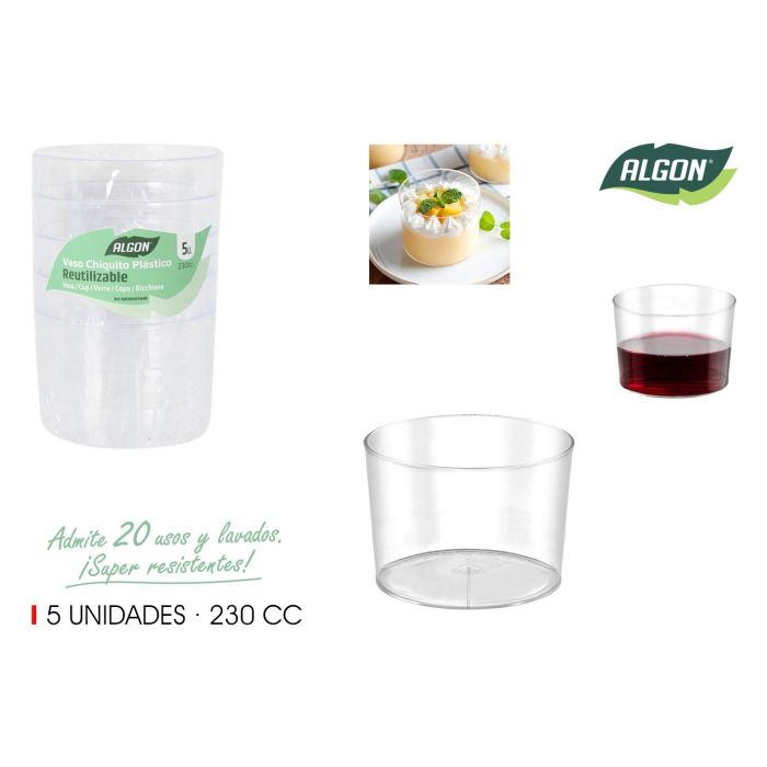 Set de 5 vasos de plástico Algon 230 cc (18 Cajas) Set de 5 vasos de plástico Algon 230 cc (18 Cajas)