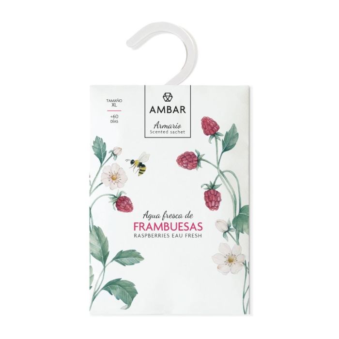 Ambar Ambientador Armario XL Aguas Frescas Frambuesa, Fragancia Frutal Dulce para Armarios y Cajones, Dura más de 60 Días
