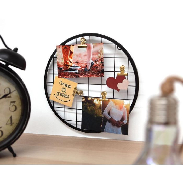 Colgador Circular Negro 4 Pinzas Decoración de Pared Metal 30 cm Diámetro Estilo Industrial