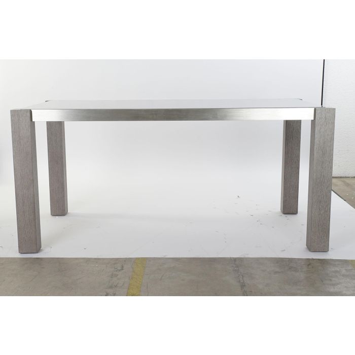DKD Home Decor Mesa de Comedor Moderna Gris de Cristal Templado, Roble y Aluminio, 92 cm Largo x 162 cm Ancho x 74 cm Alto 4