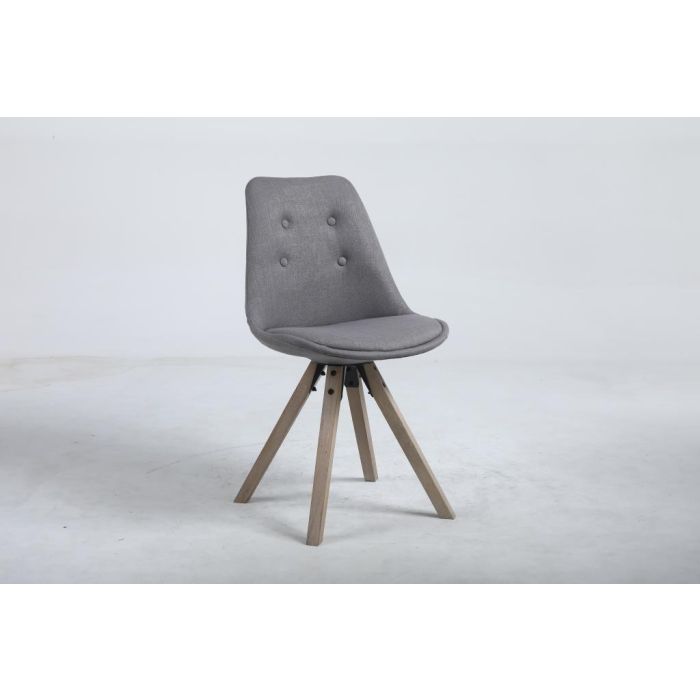 DKD Home Decor Silla Scandi Roble Poliéster Gris Oscuro 84x48x44 cm