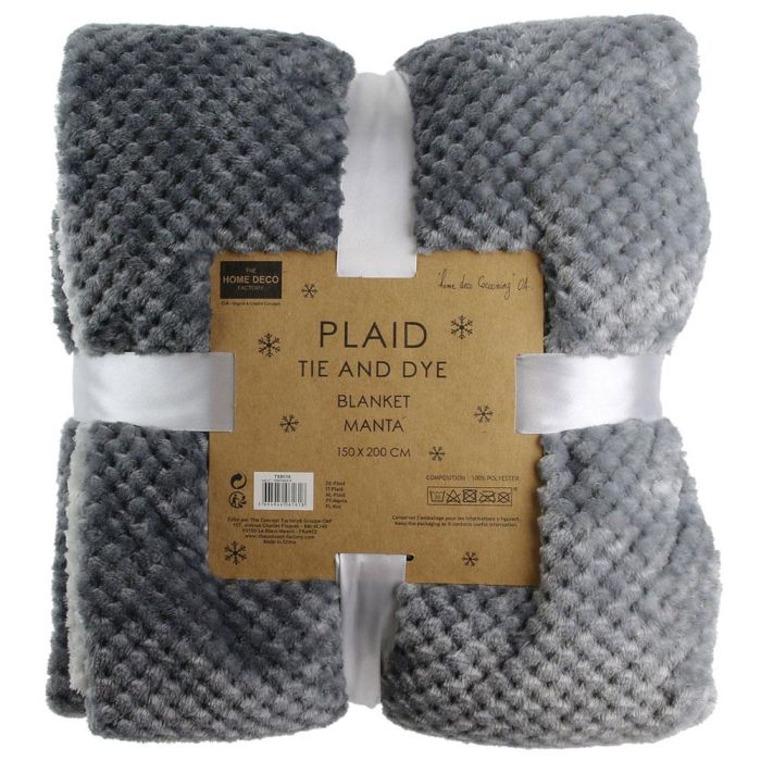 Home Deco Factory Manta Gris Tie Dye XXL Punto Nido Abeja Suave 150x200 cm