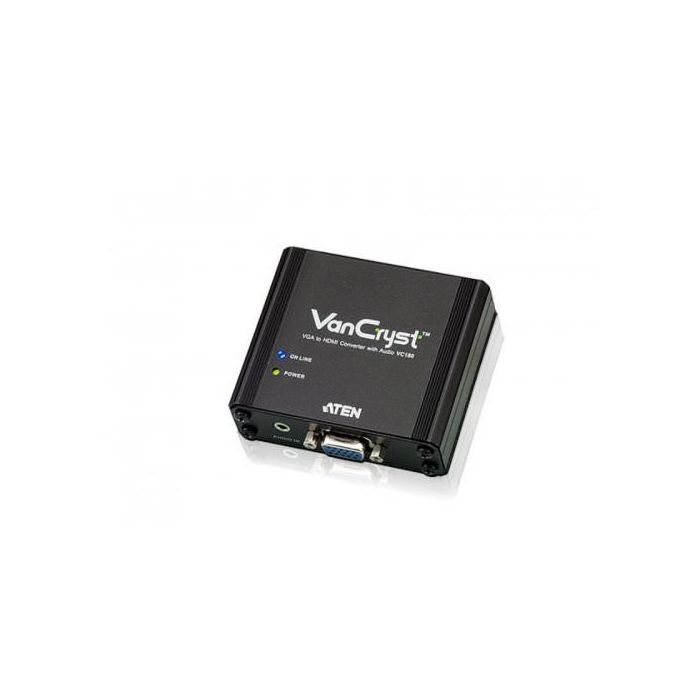 Aten VC180 Convertidor VGA a HDMI Audio/Vídeo para PC a TV/Monitor HDMI, Alimentación Dual, Con Sonido Estéreo de Calidad