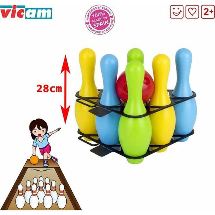 Vicam Juego de Bolos, Incluye 6 Bolos y 1 Bola, Alto Bolo 28 cm, Modelos Surtidos 1