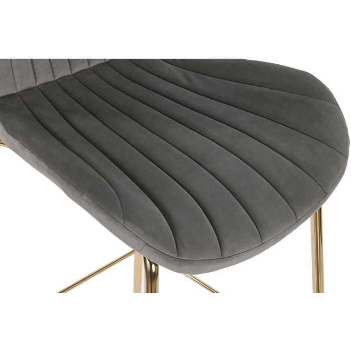 DKD Home Decor Taburete Gris Claro Dorado Metal Terciopelo 53 x 102 x 55 cm (2 Unidades) 1