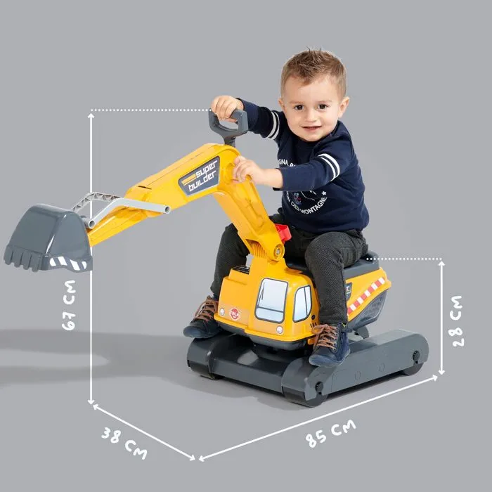 Falk Excavadora Power Shift - Excavadora con excavadora totalmente articulada, cabina giratoria 360°, para niños a partir de 2 años, Amarillo 3