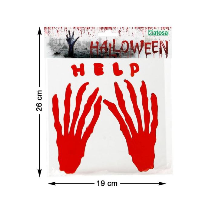 Pegatina Manos Ensangrentadas Rojas 26x19 cm Halloween para Decoración