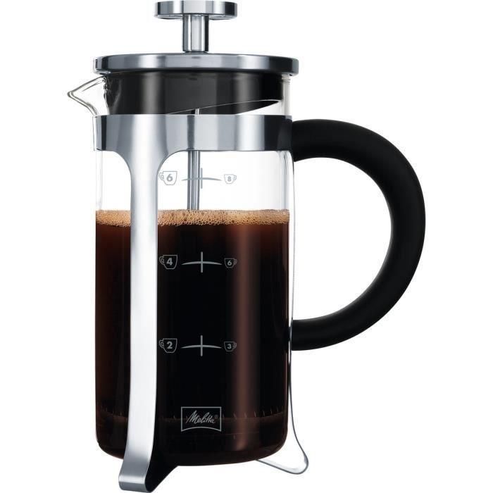 Cafetera de pistón MELITTA Premium en vidrio y acero inoxidable 8 tazas Cafetera de pistón MELITTA Premium en vidrio y acero inoxidable 8 tazas