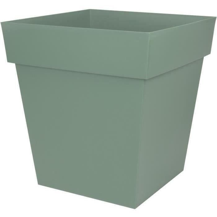 EDA PLASTIQUE - Maceta cuadrada Toscana - 50 cm - 87 L - Verde laurel