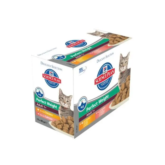 Hill's HSP Feline Perfect Weight Pienso para Gatos Sabor Pollo y Salmón en Caja 12x85 gr