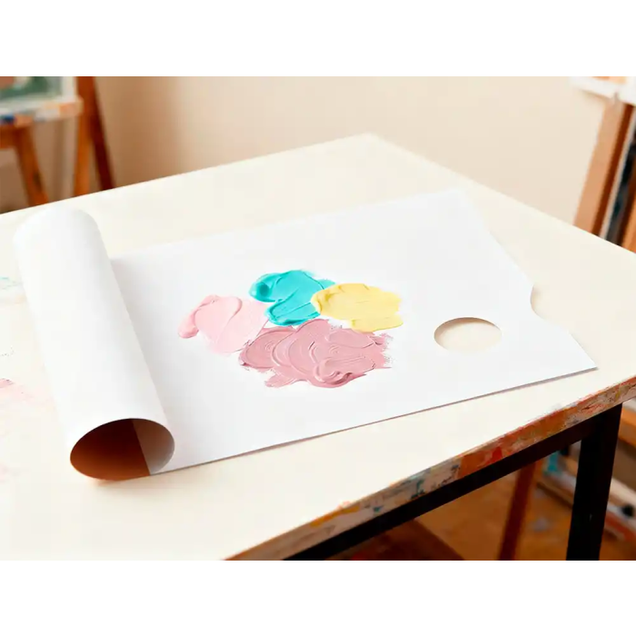Liderpapel Paletas de Papel Desechables para Pintura 40 Hojas Gramaje 58gsm con Agujero para Pulgar 4