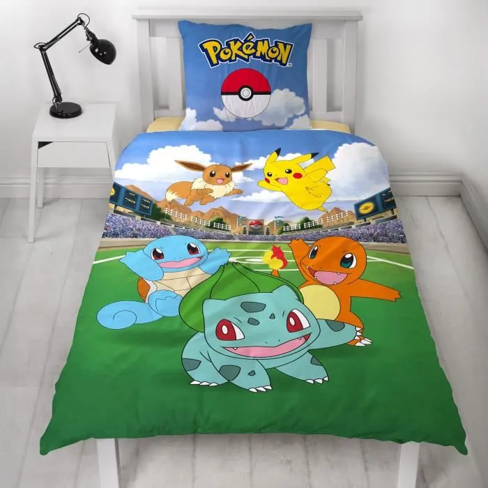 Pokemon AAARQ16155 Juego de Cama Reversible Pikachu y sus Amigos en la Arena Microfibra 140 x 200 cm + 1 Funda de Almohada 63 x 63 cm 2 Pokemon AAARQ16155 Juego de Cama Reversible Pikachu y sus Amigos en la Arena Microfibra 140 x 200 cm + 1 Funda de Almohada 63 x 63 cm 2