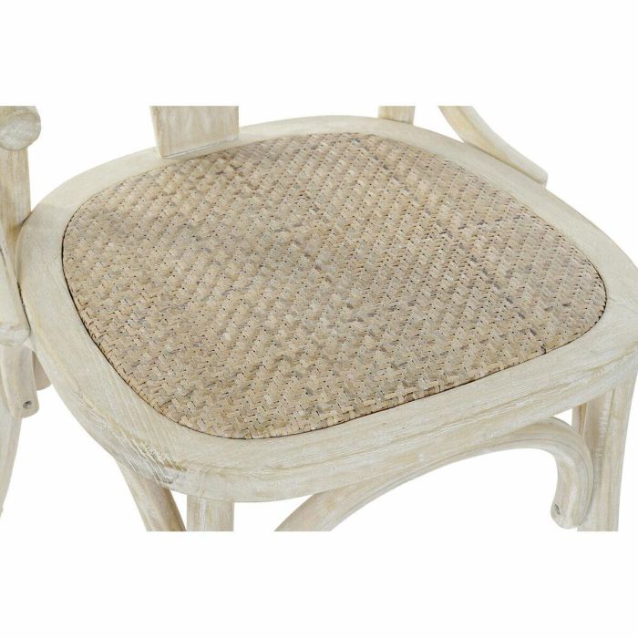 DKD Home Decor Silla Horeca Blanco de Olmo y Ratán con Respaldo de Rejilla Hecha a Mano y Desmontable - 76 cm Alto, Asiento 46 cm 1 DKD Home Decor Silla Horeca Blanco de Olmo y Ratán con Respaldo de Rejilla Hecha a Mano y Desmontable - 76 cm Alto, Asiento 46 cm 1