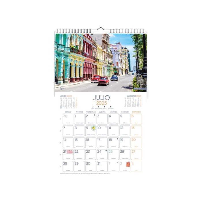 Calendario Espiral Pared Liderpapel Imagenes Ciudades 2025 Para Escribir 25x40 cm Papel 157 gr 2