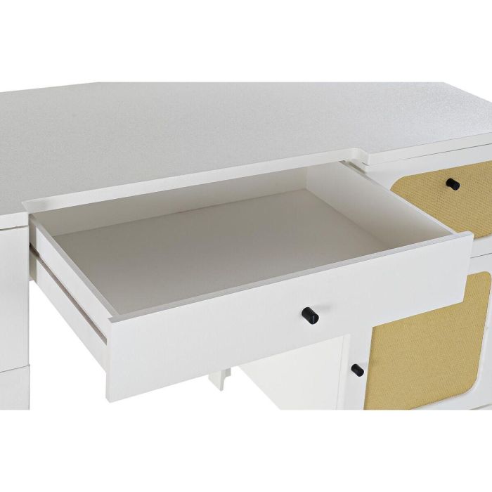 Escritorio DKD Home Decor Abeto Blanco Ratán (140 x 50 x 76 cm) 3 Escritorio DKD Home Decor Abeto Blanco Ratán (140 x 50 x 76 cm) 3
