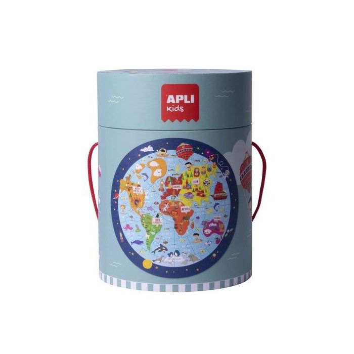 Apli Kids 18201 Puzzle Circular Mapamundi XXL 48 Piezas 50 cm Diámetro +5 Años