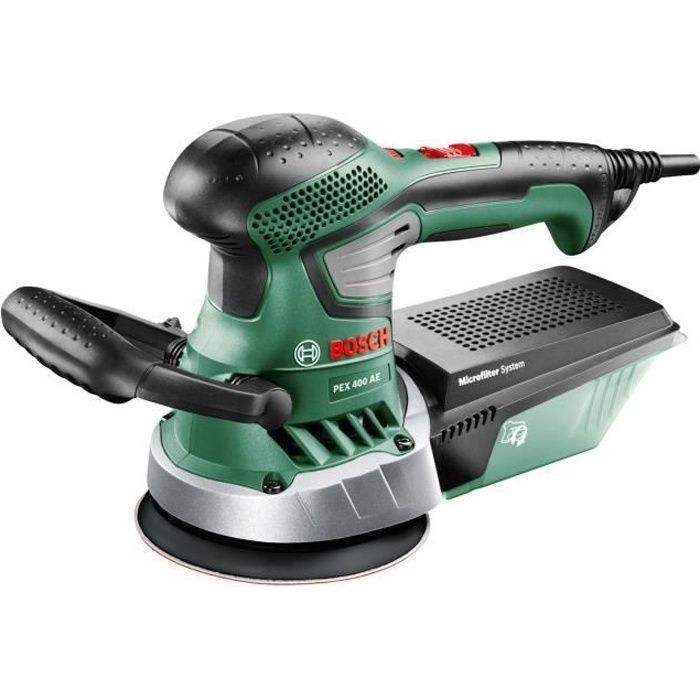 Bosch PEX 400 AE Lijadora Rotorbital Excéntrica Compacta 350W con Plato de 125mm, Velocidad Variable, Sistema Microfiltro y Estuche Bosch PEX 400 AE Lijadora Rotorbital Excéntrica Compacta 350W con Plato de 125mm, Velocidad Variable, Sistema Microfiltro y Estuche