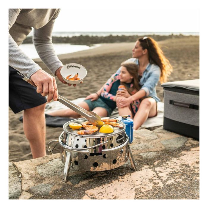 Petromax Atago Parrilla de Gas Portátil 3800W, para Propano/Butano, Encendido Piezo, Acero Inoxidable - Ideal para Camping y Exterior