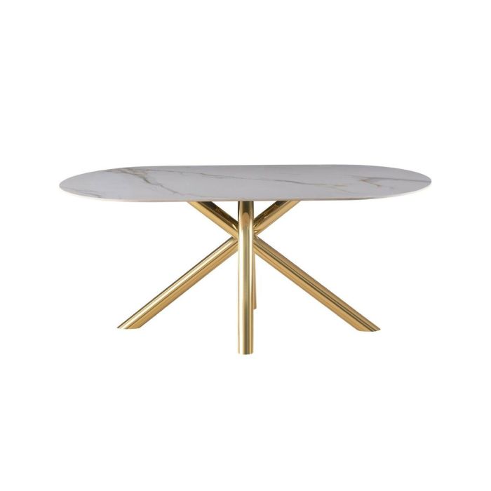 Mesa de Comedor Home ESPRIT Dorado Metal Cerámica 180 x 90 x 75 cm 1