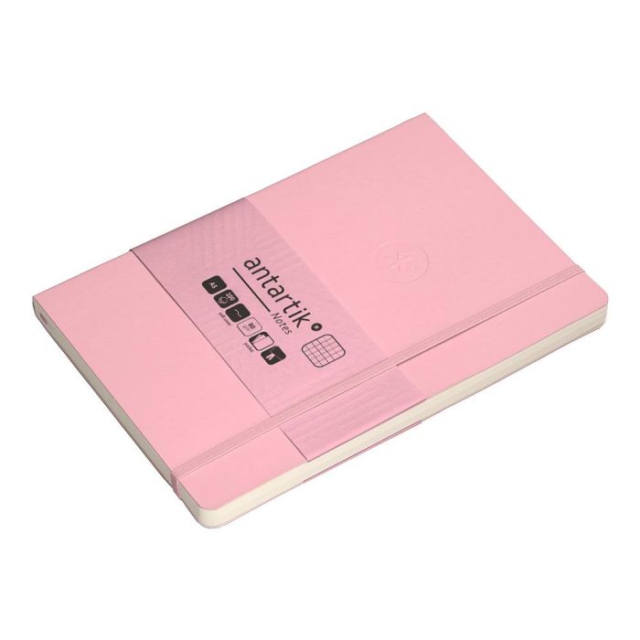 Cuaderno Con Gomilla Antartik Notes Tapa Blanda A5 Hojas Cuadricula Rosa Pastel 80 Hojas 80 gr Fsc 2