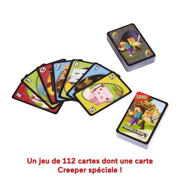 Mattel Games - Uno Minecraft - Juego de cartas - A partir de 7 años - UNO - FPD61 1