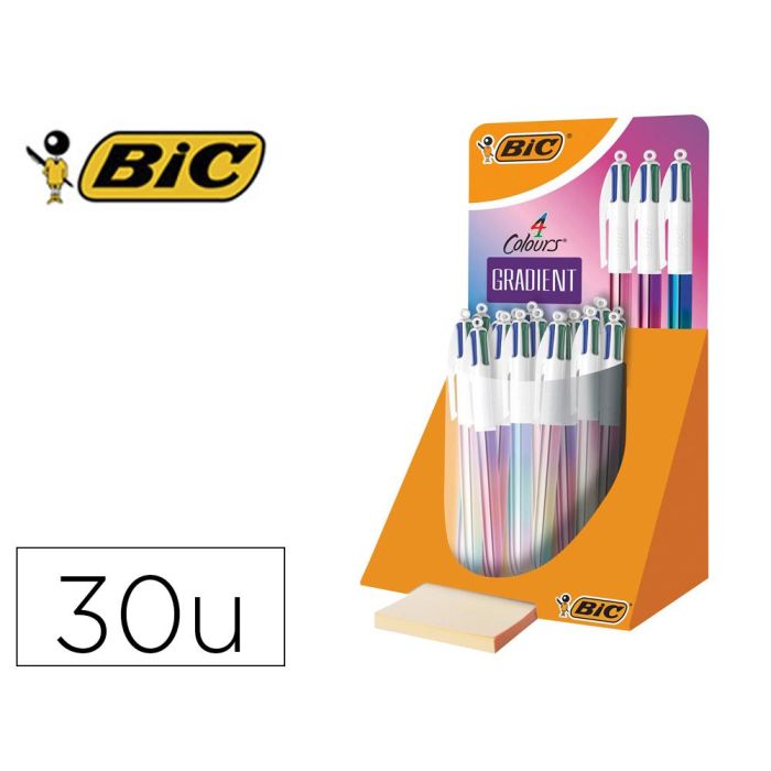 Boligrafo Bic Cuatro Colores Gradiente Expositor De 30 Unidades Colores Surtidos