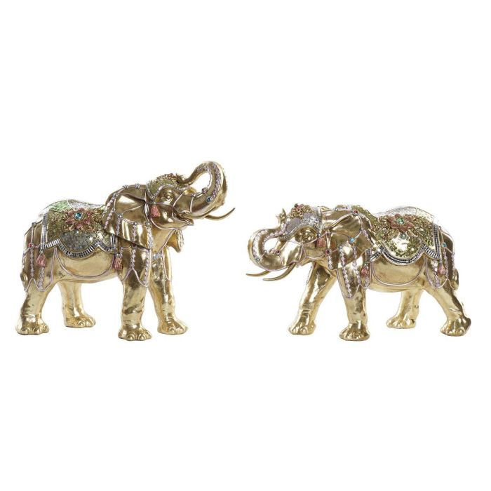 Figura Decorativa DKD Home Decor Elefante Dorado Resina Multicolor (45,5 x 20 x 35 cm) (2 Unidades) 0 Figura Decorativa DKD Home Decor Elefante Dorado Resina Multicolor (45,5 x 20 x 35 cm) (2 Unidades) 0