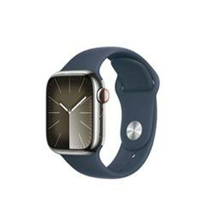 Apple Watch Series 9/ Gps/ Cellular/ 41 mm/ Caja de Acero Plata/ Correa deportiva Azul Tempestad M/L