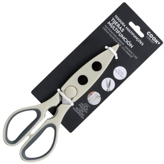 Cook Concept Tijeras Multifunción Magnéticas con Soporte para Nevera, Abrebotellas, Cascanueces, Rascador 1